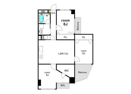 3LDK Apartment to Rent in Kyoto-shi Shimogyo-ku Floorplan