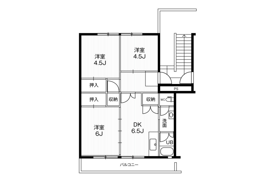 3DK Apartment to Rent in Inazawa-shi Floorplan