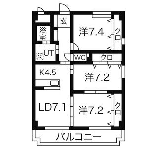 3LDK Mansion in Sorocho - Nagoya-shi Mizuho-ku Floorplan