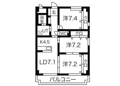 3LDK Apartment to Rent in Nagoya-shi Mizuho-ku Floorplan