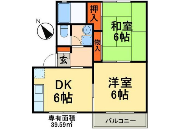 2DK Apartment to Rent in Nagareyama-shi Floorplan