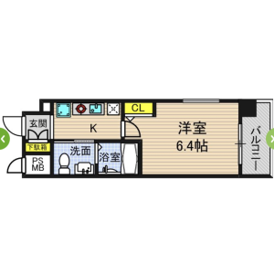 1K Mansion in Ebie - Osaka-shi Fukushima-ku Floorplan