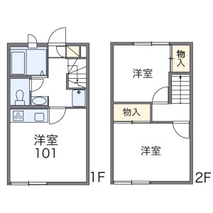 2DK Apartment in Nakase - Kurashiki-shi Floorplan