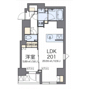 1LDK Mansion in Shintomi - Chuo-ku Floorplan