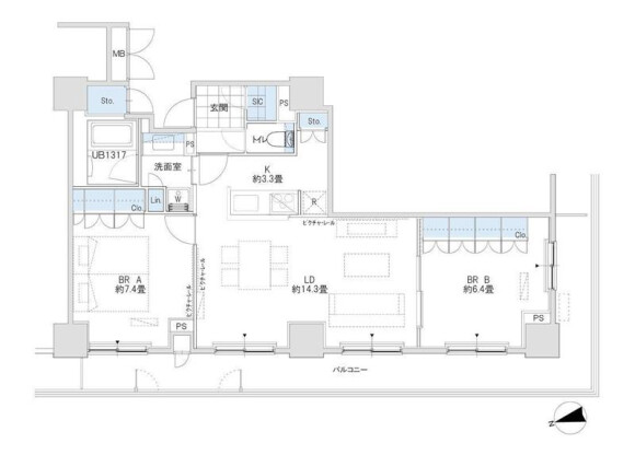 2LDK Apartment to Rent in Shibuya-ku Floorplan