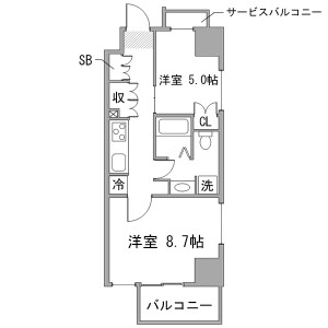 2K Mansion in Yanagibashi - Taito-ku Floorplan
