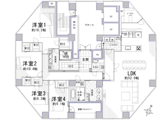 4LDK Apartment to Buy in Shinjuku-ku Floorplan