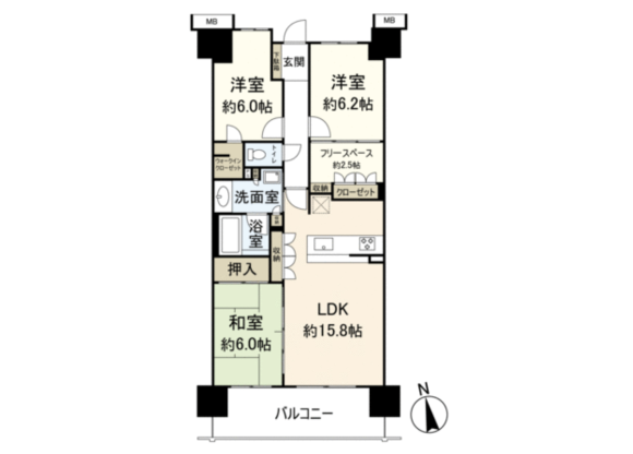 3LDK Apartment to Buy in Chigasaki-shi Floorplan