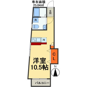 1R Apartment in Makuharicho - Chiba-shi Hanamigawa-ku Floorplan