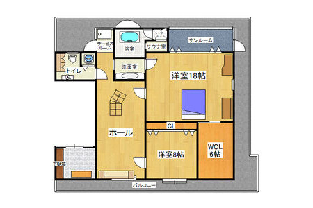 2SLDK Apartment to Rent in Osaka-shi Hirano-ku Floorplan