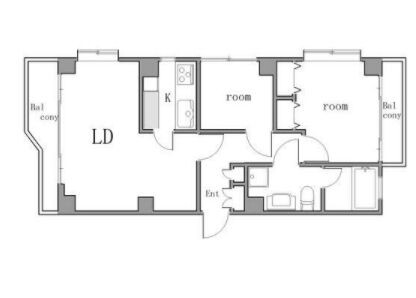 2LDK Apartment to Rent in Meguro-ku Floorplan