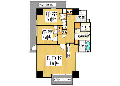 2LDK Apartment to Rent in Osaka-shi Yodogawa-ku Floorplan