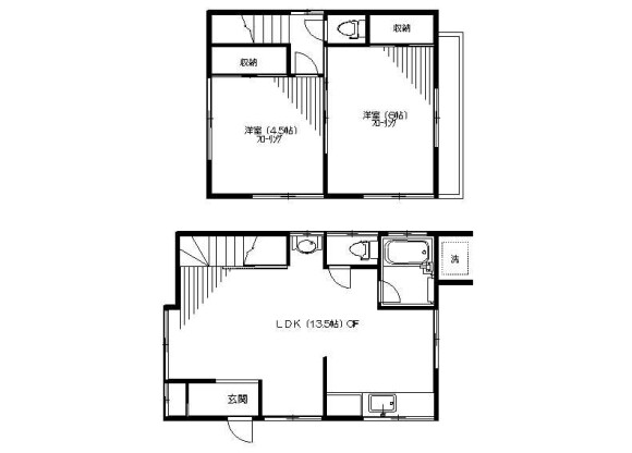 2LDK House to Rent in Minato-ku Floorplan