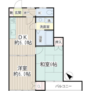 2DK Mansion in Ichiba higashinakacho - Yokohama-shi Tsurumi-ku Floorplan