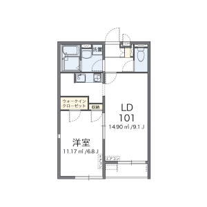 1LDK Apartment in Miyamachi - Yao-shi Floorplan