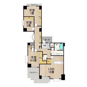 3LDK Mansion in Oyodominami - Osaka-shi Kita-ku Floorplan