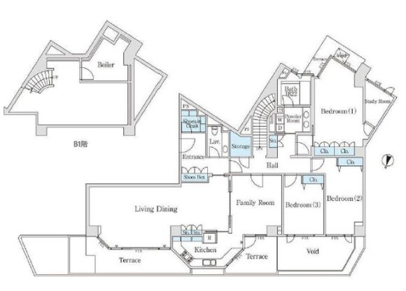 3SLDK Apartment to Rent in Minato-ku Floorplan