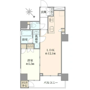 1LDK Mansion in Tsukiji - Chuo-ku Floorplan
