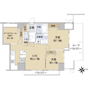 2SLDK {building type} in Higashikasai - Edogawa-ku Floorplan