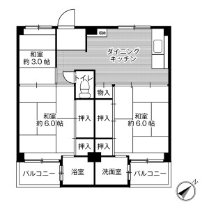 3DK Mansion in Kagata - Kawachinagano-shi Floorplan