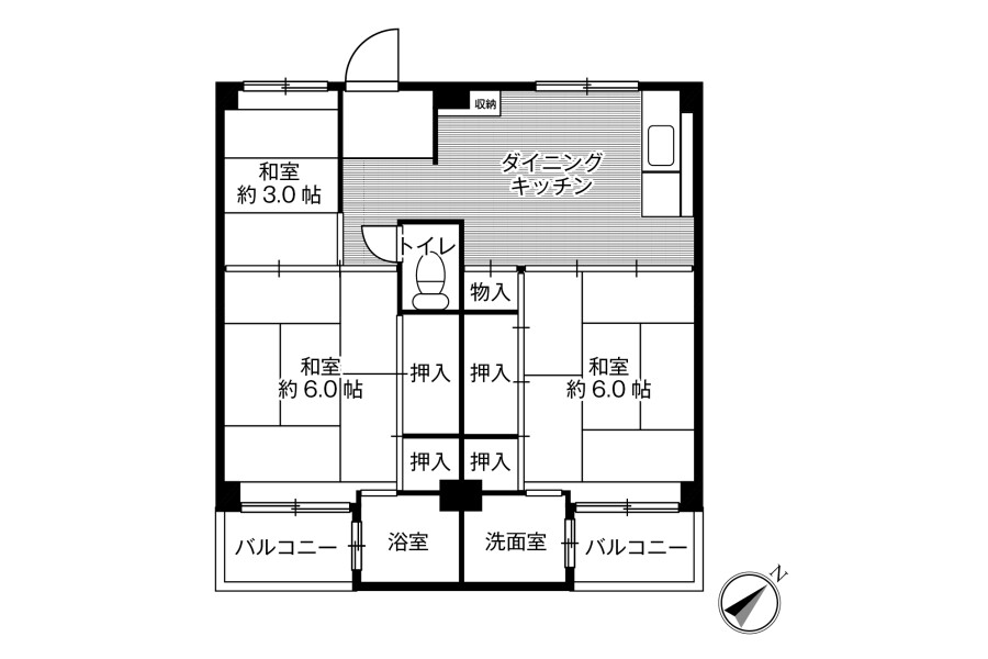 3DK Apartment to Rent in Himeji-shi Floorplan