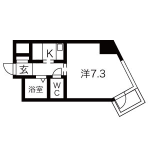 1K Mansion in Hananoki - Nagoya-shi Nishi-ku Floorplan