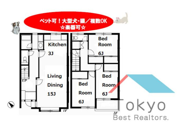 3LDK House to Rent in Bunkyo-ku Floorplan