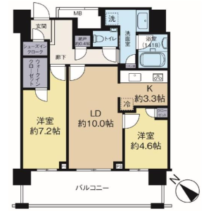 2LDK Mansion in Ohashi - Meguro-ku Floorplan