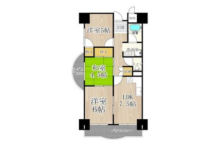 3LDK Apartment to Rent in Habikino-shi Floorplan