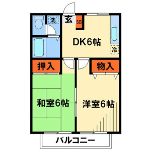 2DK Apartment in Wakamiya - Ichikawa-shi Floorplan