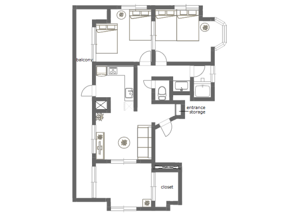 3LDK Apartment to Rent in Taito-ku Floorplan