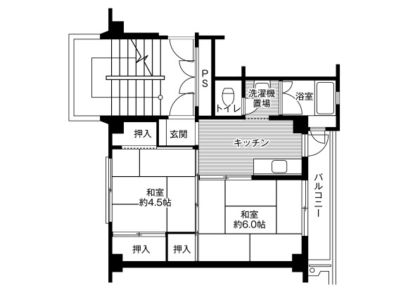 2K Apartment to Rent in Kurashiki-shi Floorplan