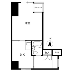 1DK {building type} in Tomihisacho - Shinjuku-ku Floorplan