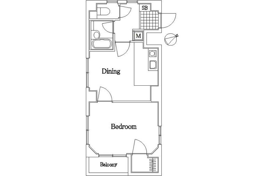 1DK Apartment to Rent in Yokohama-shi Naka-ku Floorplan