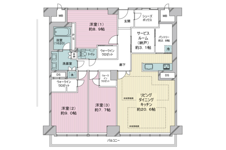 3SLDK Apartment to Buy in Shibuya-ku Floorplan