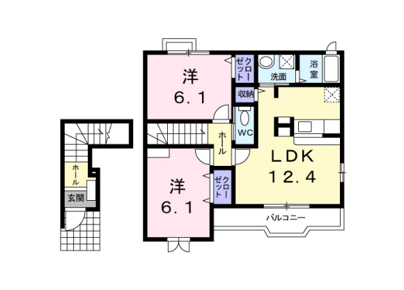 2LDK Apartment to Rent in Yokohama-shi Kohoku-ku Floorplan