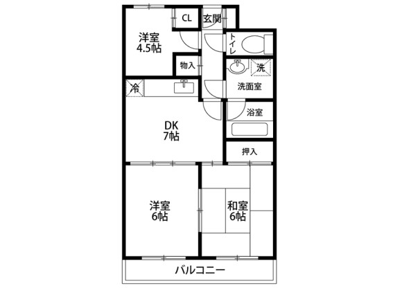3DK Apartment to Rent in Atsugi-shi Floorplan