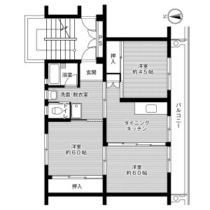 3DK Mansion in Inokuchi myojin - Hiroshima-shi Nishi-ku Floorplan