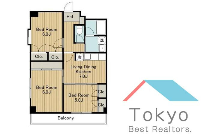 3LDK Apartment to Rent in Suginami-ku Floorplan