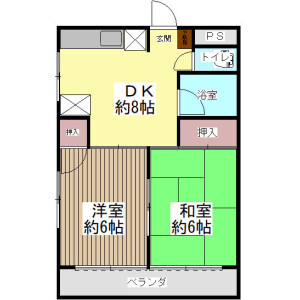 2DK Mansion in Honcho - Funabashi-shi Floorplan