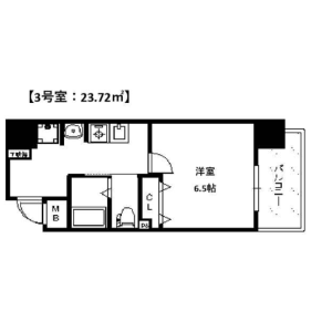 大阪市阿倍野区三明町-1K公寓大厦 房屋布局