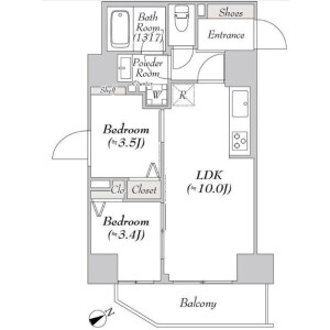2LDK Mansion in Yanagibashi - Taito-ku Floorplan