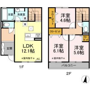 足立区扇-3LDK公寓 楼层布局