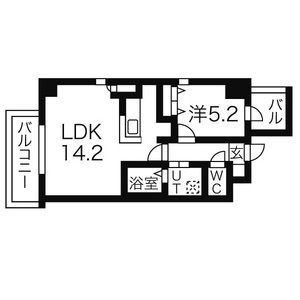 1LDK Mansion in Marunouchi - Nagoya-shi Naka-ku Floorplan