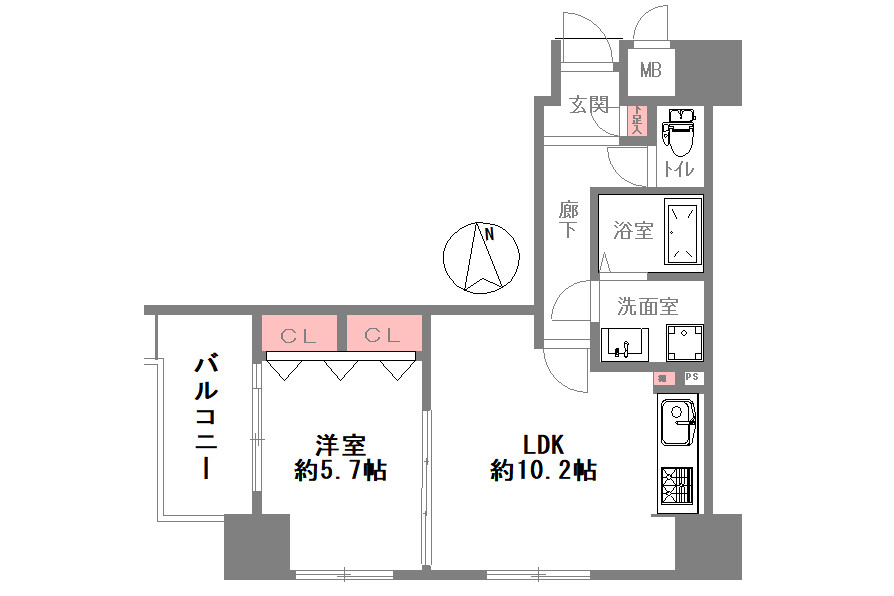 1LDK Apartment to Buy in Kyoto-shi Shimogyo-ku Floorplan