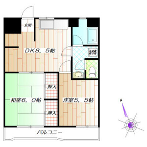 新宿區下落合-2DK公寓大廈 房間格局