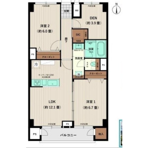 3LDK Mansion in Amijimacho - Osaka-shi Miyakojima-ku Floorplan
