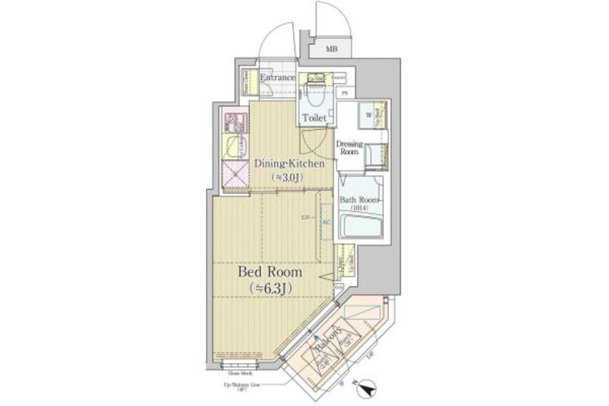1DK Apartment to Rent in Chiyoda-ku Floorplan
