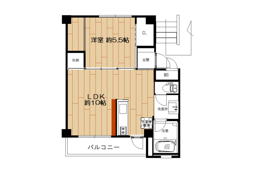 1LDK Apartment to Rent in Sanyoonoda-shi Floorplan