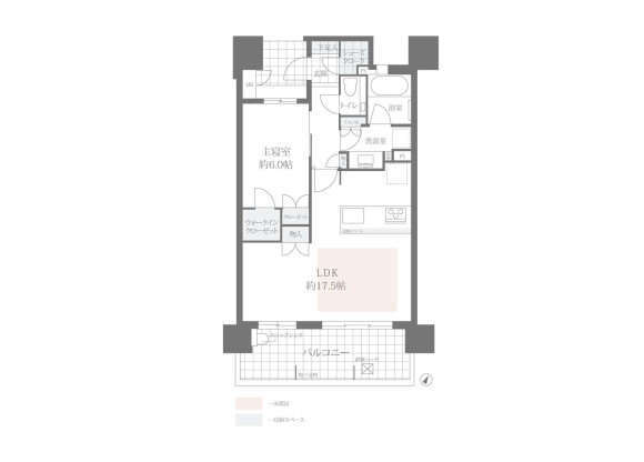 1LDK Apartment to Buy in Fukuoka-shi Chuo-ku Floorplan